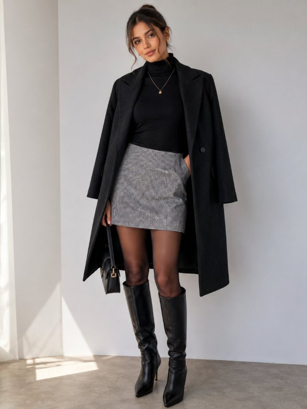 NWT Sanctuary Houndstooth Sequin Mini Skirt Black White XS